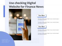 Use checking digital website for finance news