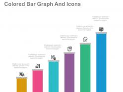 Use colored bar graph and icons for marketing product development flat powerpoint design