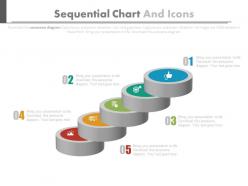Use five staged sequential chart and icons for financial management flat powerpoint design