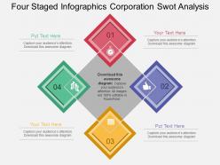 Use four staged infographics corporation swot analysis flat powerpoint design