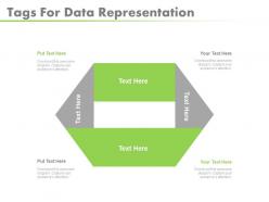 Use four staged tags for data representation flat powerpoint design