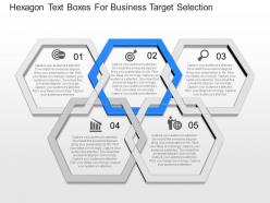 Use hexagon text boxes for business target selection powerpoint template
