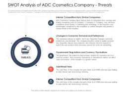 Use latest trends boost profitability swot analysis adc cosmetics company threats ppt grid