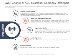 Use latest trends boost profitability swot analysis cosmetics company strengths ppt icon