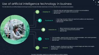 Use Of Artificial Intelligence Technology In Business