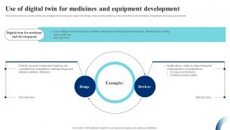 Use Of Digital Twin For Medicines And Equipment IoT Digital Twin Technology IOT SS