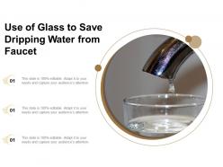 Use of glass to save dripping water from faucet