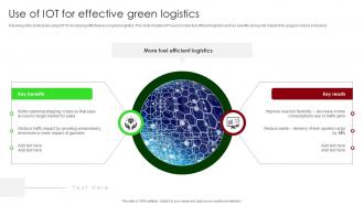 Use Of IoT For Effective Green Logistics