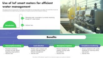 Use Of IoT Smart Meters For Efficient Water Optimizing Energy Through IoT Smart Meters IoT SS
