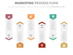 Use six tags for marketing process flow flat powerpoint design