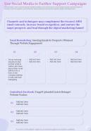 Use Social Media To Further Support Campaigns One Pager Sample Example Document
