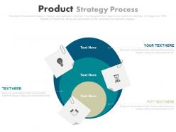 Use three staged product strategy process flow flat powerpoint design