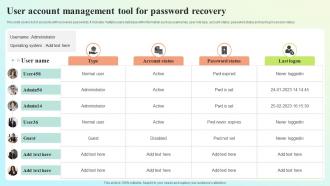 User Account Management Tool For Password Recovery