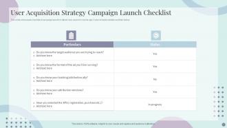 User Acquisition Strategy Campaign Launch Checklist