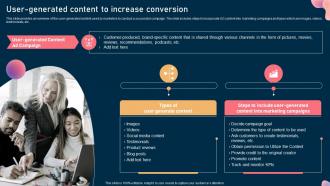 User Generated Content To Increase Conversion Steps To Optimize Marketing Campaign Mkt Ss