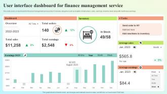 User Interface Dashboard For Finance Management Service