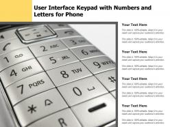 User interface keypad with numbers and letters for phone