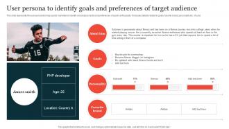 User Persona To Identify Goals And Preferences Guide On Implementing Sports Marketing Strategy SS V