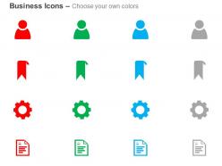 User ribbon gear notes ppt icons graphics