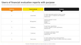 Users Of Financial Evaluation Reports With Purpose