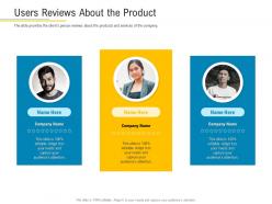 Users reviews about the product financial market pitch deck ppt icons