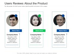 Users reviews about the product investor pitch presentation raise funds financial market