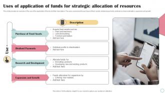 Uses Of Application Of Funds For Strategic Allocation Business Operational Efficiency Strategy SS V