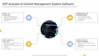 USP Analysis Of Content Management System Software