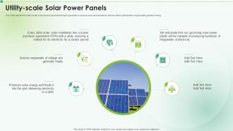 Utility Scale Solar Power Panels Clean Energy Ppt Powerpoint Presentation Icon Design Inspiration