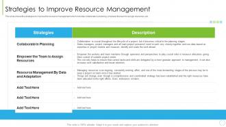 Utilize Resources With Project Resource Management Plan Strategies To Improve Resource