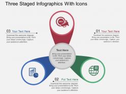 Uu three staged infographics with icons flat powerpoint design
