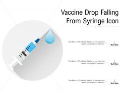 Vaccine drop falling from syringe icon