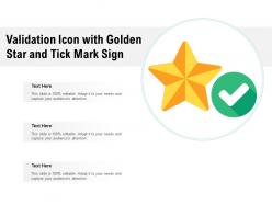 Validation icon with golden star and tick mark sign