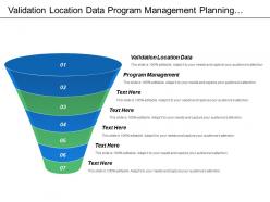 Validation location data program management planning dimensions levels