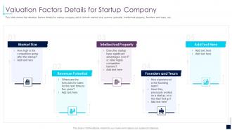 Valuation factors details for startup company early stage investor value