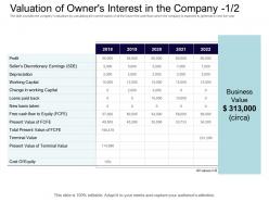 Valuation of owners interest in the company business equity collective financing ppt icons