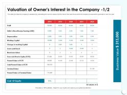 Valuation Of Owners Interest In The Company Free Cash Ppt Powerpoint Presentation Example