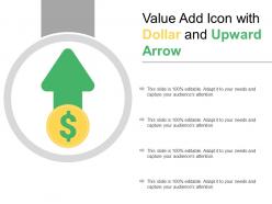 Value add icon with dollar and upward arrow