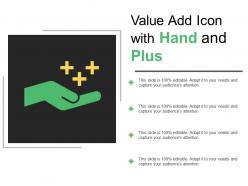 Value add icon with hand and plus