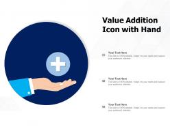 Value addition icon with hand