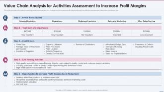 Value Chain Analysis For Activities Assessment To Strategy Planning Playbook