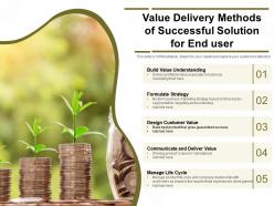 Value delivery methods of successful solution for end user