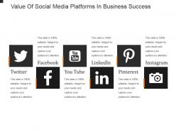 Value of social media platforms in business success powerpoint slide show