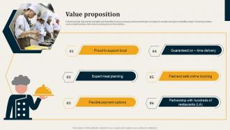 Value Proposition Catering Services Startup Fund Elevator Presentation