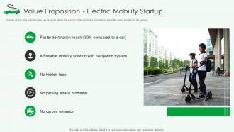 Value proposition electric mobility startup ppt powerpoint presentation file background