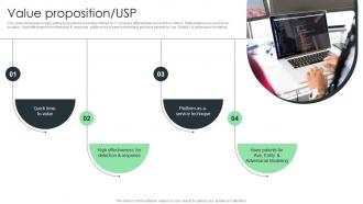 Value Proposition USP Advanced Detection And Response Investor Funding Elevator Pitch Deck