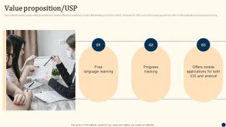 Value Proposition USP Duolingo Investor Funding Elevator Pitch Deck