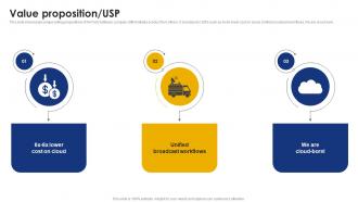 Value Proposition USP Financial Services And Product Company Investor Funding Elevator Pitch Deck