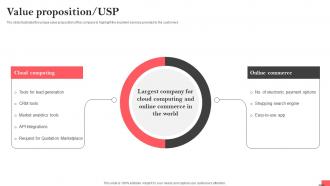 Value Proposition USP Online Trading Company Investor Funding Elevator Pitch Deck