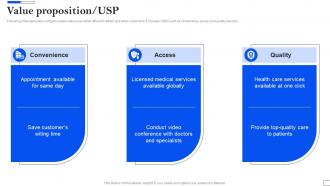 Value Proposition USP Telemedicine Investor Funding Elevator Pitch Deck
